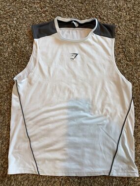 Gymshark White Training Tank with Black Shoulder Panels